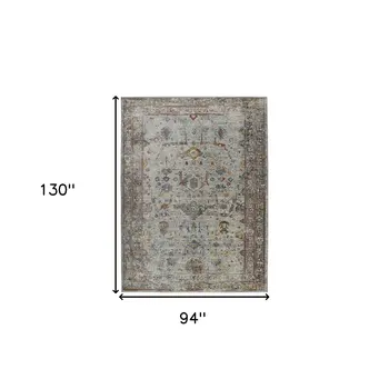 8' X 11' Gray Rust And Brown Medallion Area Rug