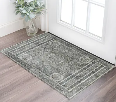 2' X 3' Charcoal And Gray Medallion Area Rug