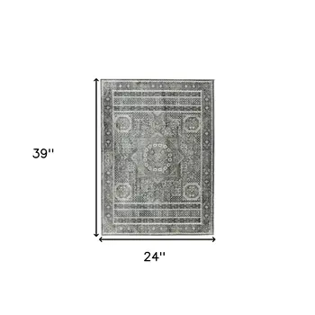 2' X 3' Charcoal And Gray Medallion Area Rug