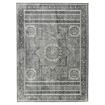 8' X 11' Charcoal And Gray Medallion Area Rug