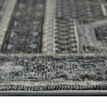 8' X 11' Charcoal And Gray Medallion Area Rug