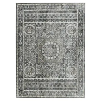 8' X 11' Charcoal And Gray Medallion Area Rug
