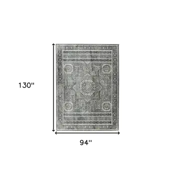 8' X 11' Charcoal And Gray Medallion Area Rug