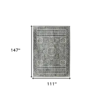 9' X 12' Charcoal And Gray Medallion Area Rug