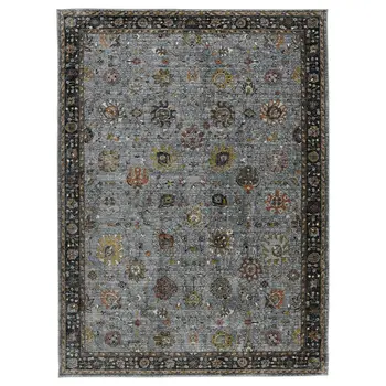 2' X 3' Black Gray And Brown Floral Medallion Area Rug