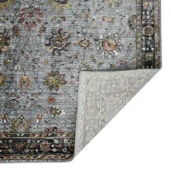2' X 3' Black Gray And Brown Floral Medallion Area Rug