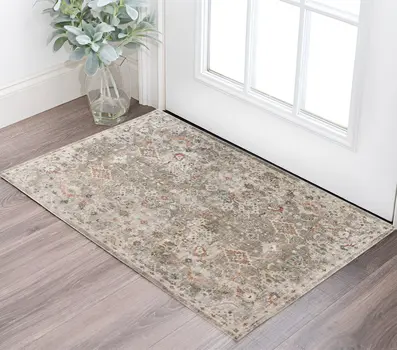 2' X 3' Gray Ivory And Brown Medallion Area Rug