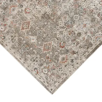 8' X 11' Gray Ivory And Brown Medallion Area Rug