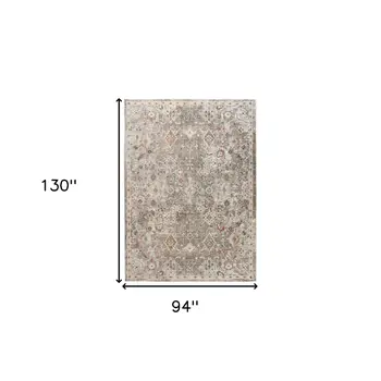 8' X 11' Gray Ivory And Brown Medallion Area Rug