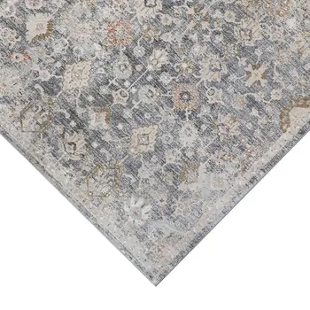 2' X 3' Dark Gray Ivory And Brown Medallion Area Rug