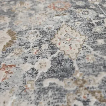 2' X 3' Dark Gray Ivory And Brown Medallion Area Rug