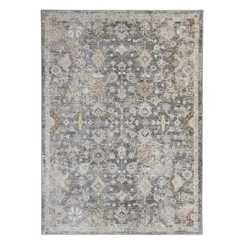 2' X 3' Dark Gray Ivory And Brown Medallion Area Rug