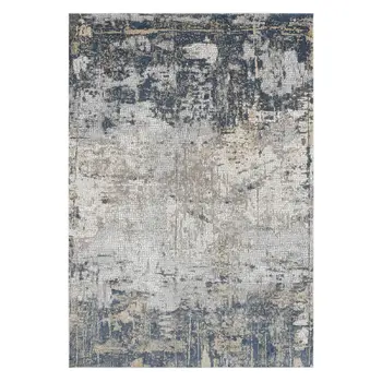 8' X 10' Beige Dark Blue And Gray Abstract Area Rug