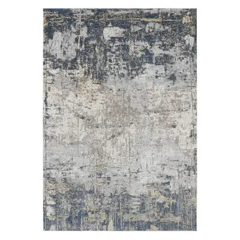 8' X 10' Beige Dark Blue And Gray Abstract Area Rug