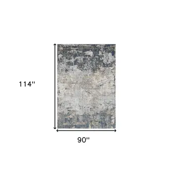 8' X 10' Beige Dark Blue And Gray Abstract Area Rug