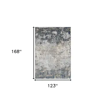 10' X 14' Beige Dark Blue And Gray Abstract Area Rug