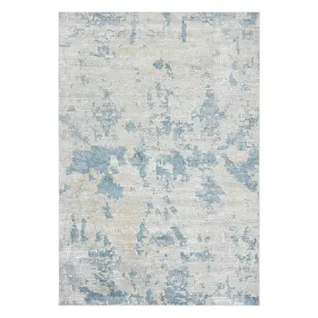 8' X 10' Ivory And Sky Blue Abstract Area Rug