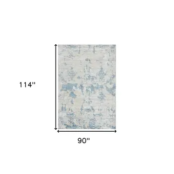 8' X 10' Ivory And Sky Blue Abstract Area Rug