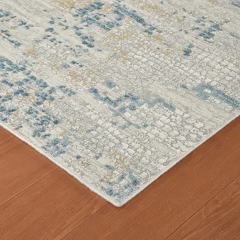 10' X 14' Ivory And Sky Blue Abstract Area Rug