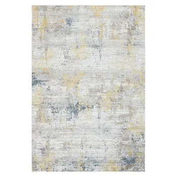 10' X 14' Gold Ivory And Blue Abstract Area Rug