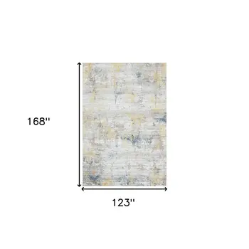 10' X 14' Gold Ivory And Blue Abstract Area Rug