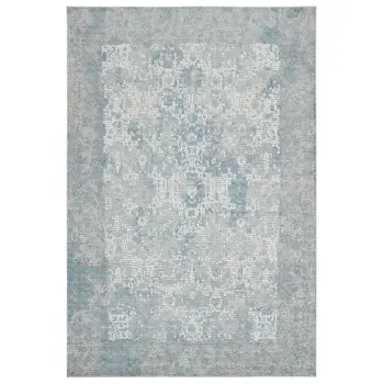 10' X 14' Gray Blue And Ivory Medallion Area Rug