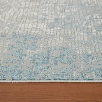 10' X 14' Gray Blue And Ivory Medallion Area Rug
