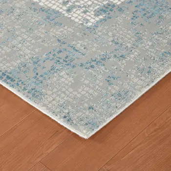 10' X 14' Gray Blue And Ivory Medallion Area Rug