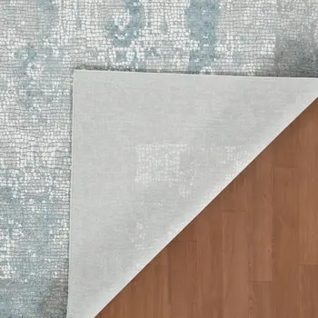 10' X 14' Gray Blue And Ivory Medallion Area Rug