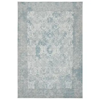 10' X 14' Gray Blue And Ivory Medallion Area Rug