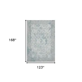 10' X 14' Gray Blue And Ivory Medallion Area Rug