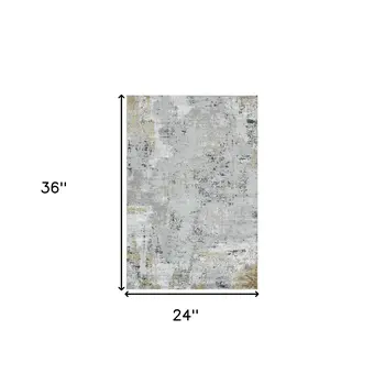 2' X 3' Gray Black And Ivory Abstract Area Rug