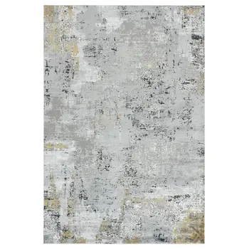 8' X 10' Gray Black And Ivory Abstract Area Rug
