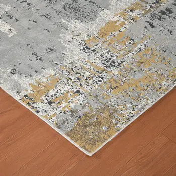 8' X 10' Gray Black And Ivory Abstract Area Rug