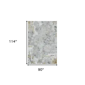 8' X 10' Gray Black And Ivory Abstract Area Rug