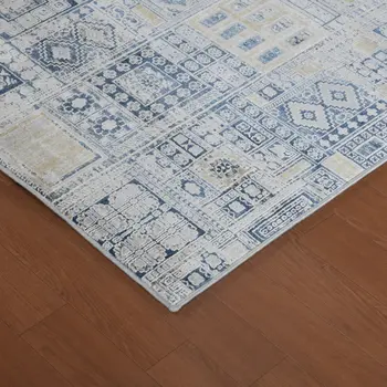 8' X 10' Ivory Black And Gold Ikat Area Rug