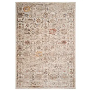 4' X 6' Ivory And Brown Floral Medallion Area Rug With Fringe