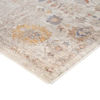 4' X 6' Ivory And Brown Floral Medallion Area Rug With Fringe