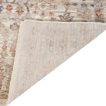 4' X 6' Ivory And Brown Floral Medallion Area Rug With Fringe