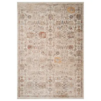 4' X 6' Ivory And Brown Floral Medallion Area Rug With Fringe