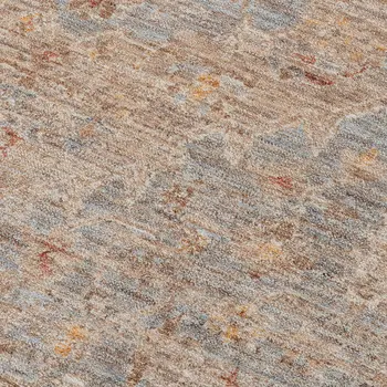 8' X 10' Blue And Sand Floral Medallion Area Rug With Fringe