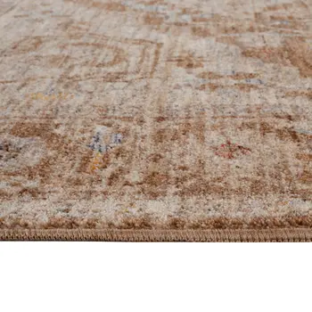 4' X 6' Sand And Brown Floral Medallion Area Rug With Fringe