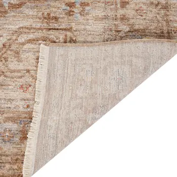 4' X 6' Sand And Brown Floral Medallion Area Rug With Fringe