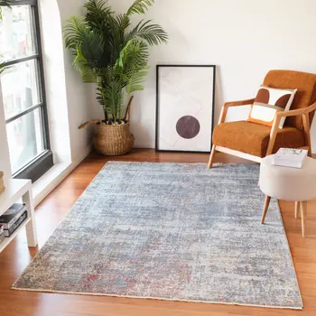 5' X 7' Gray Ivory And Brick Red Abstract Area Rug With Fringe
