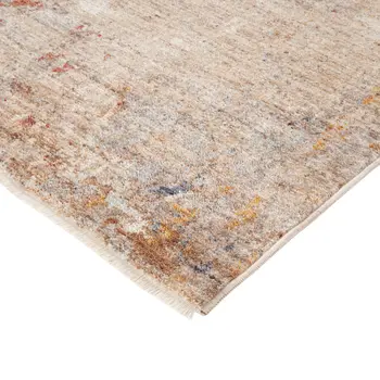 5' X 7' Beige And Brown Abstract Area Rug With Fringe