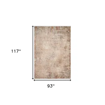 8' X 10' Beige And Brown Abstract Area Rug With Fringe