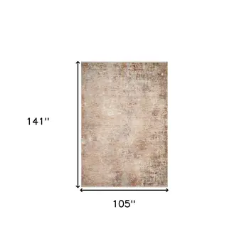 9' X 12' Beige And Brown Abstract Area Rug With Fringe