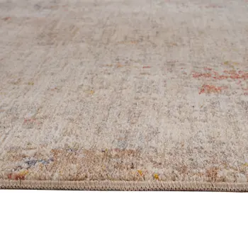 4' X 6' Beige And Brown Abstract Area Rug With Fringe
