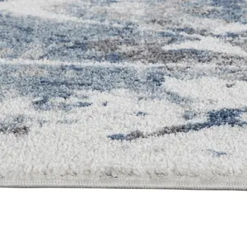 5' X 8' Ivory Teal And Black Abstract Area Rug