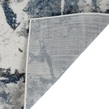 9' X 12' Ivory Teal And Black Abstract Area Rug